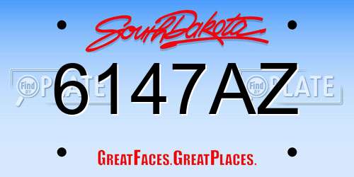 6147AZ South Dakota License Plate