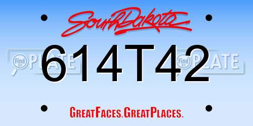 614T42 South Dakota License Plate