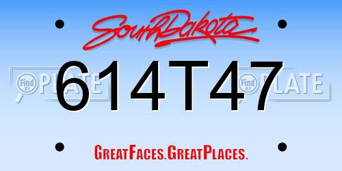 614T47 South Dakota License Plate