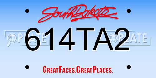 614TA2 South Dakota License Plate