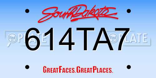 614TA7 South Dakota License Plate
