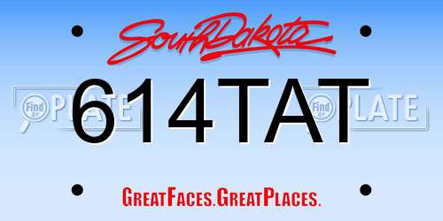 614TAT South Dakota License Plate