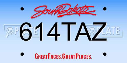 614TAZ South Dakota License Plate