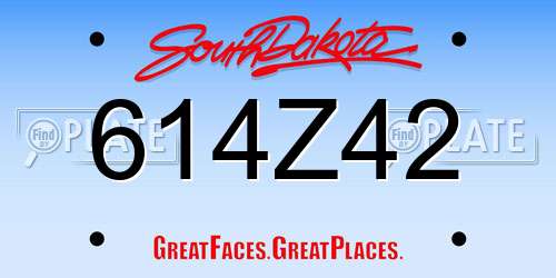 614Z42 South Dakota License Plate