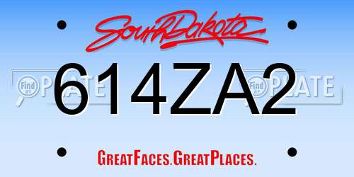 614ZA2 South Dakota License Plate