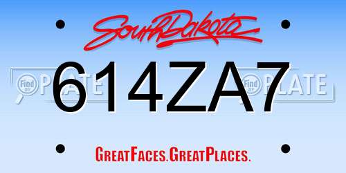 614ZA7 South Dakota License Plate