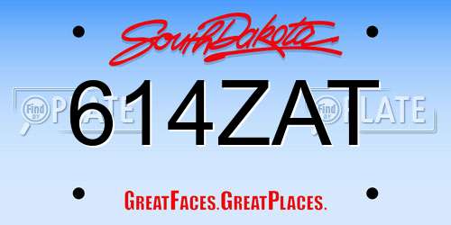 614ZAT South Dakota License Plate