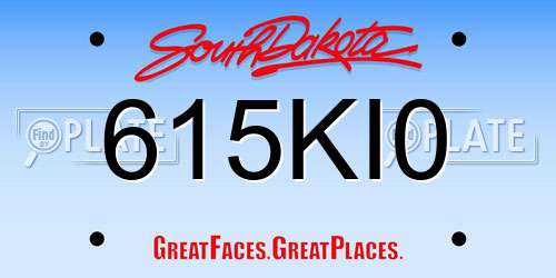615KI0 South Dakota License Plate