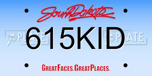 615KID South Dakota License Plate