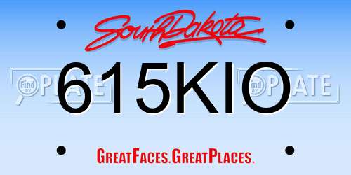 615KIO South Dakota License Plate