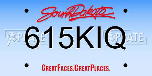 615KIQ South Dakota License Plate