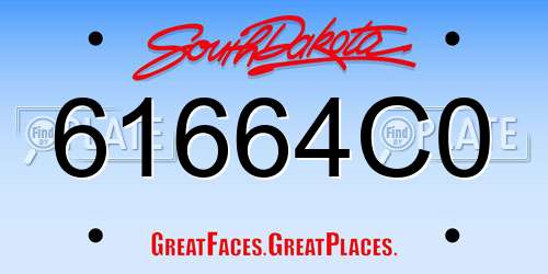 61664C0 South Dakota License Plate