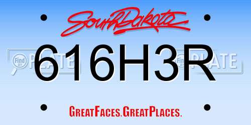 616H3R South Dakota License Plate