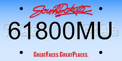 61800MU South Dakota License Plate