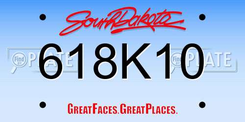 618K10 South Dakota License Plate