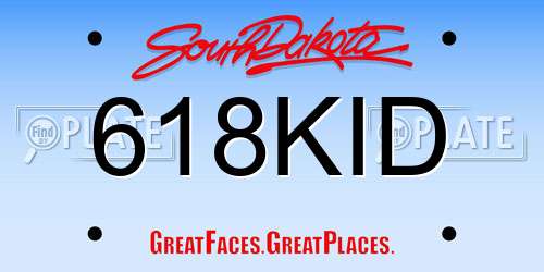 618KID South Dakota License Plate