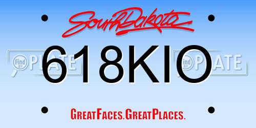 618KIO South Dakota License Plate