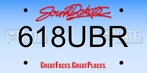 618UBR South Dakota License Plate