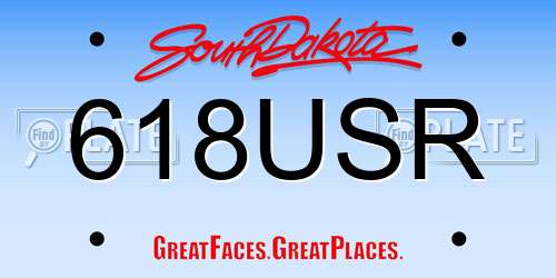 618USR South Dakota License Plate