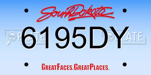 6195DY South Dakota License Plate