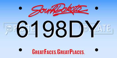 6198DY South Dakota License Plate