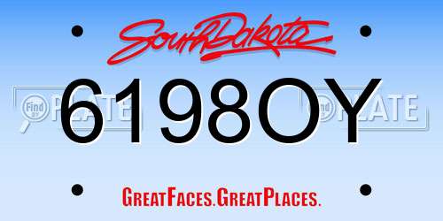 6198OY South Dakota License Plate