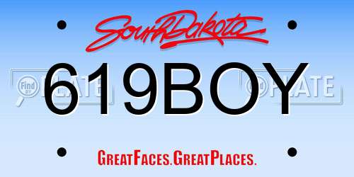 619BOY South Dakota License Plate