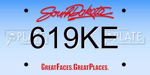 619KE South Dakota License Plate