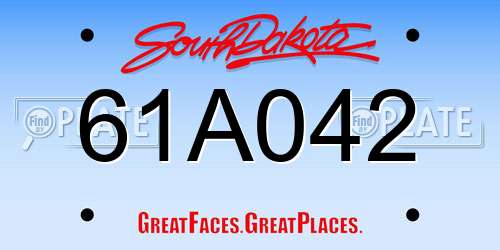 61A042 South Dakota License Plate