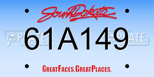 61A149 South Dakota License Plate