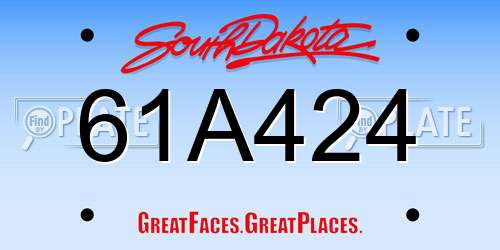61A424 South Dakota License Plate