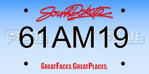 61AM19 South Dakota License Plate