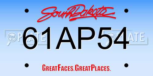 61AP54 South Dakota License Plate