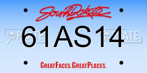 61AS14 South Dakota License Plate