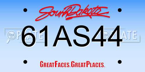 61AS44 South Dakota License Plate