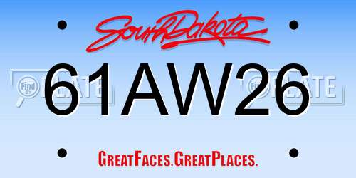 61AW26 South Dakota License Plate