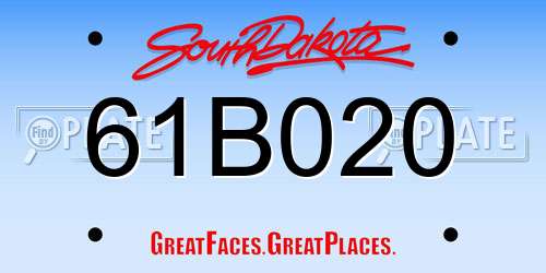 61B020 South Dakota License Plate