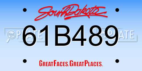 61B489 South Dakota License Plate