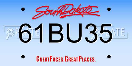61BU35 South Dakota License Plate