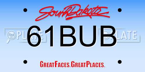 61BUB South Dakota License Plate