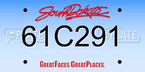 61C291 South Dakota License Plate