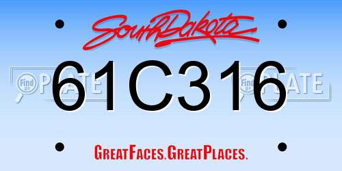 61C316 South Dakota License Plate