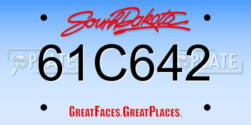 61C642 South Dakota License Plate