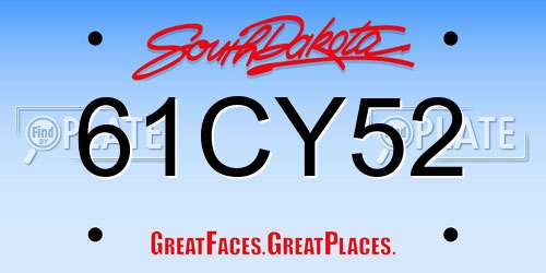 61CY52 South Dakota License Plate