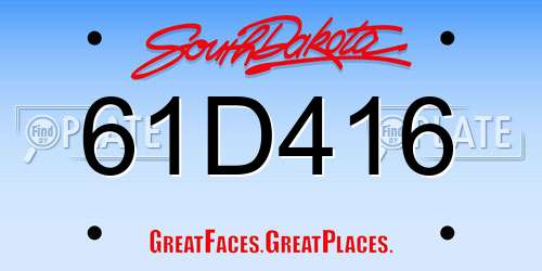 61D416 South Dakota License Plate