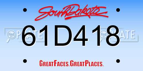 61D418 South Dakota License Plate