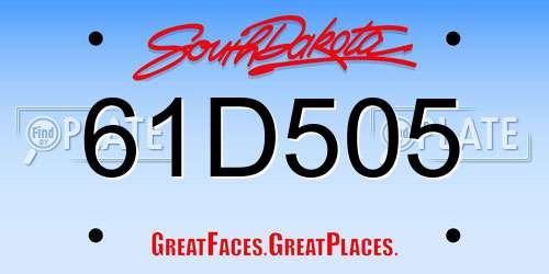 61D505 South Dakota License Plate