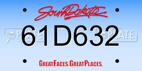 61D632 South Dakota License Plate
