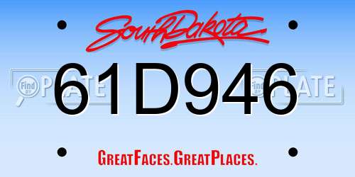 61D946 South Dakota License Plate