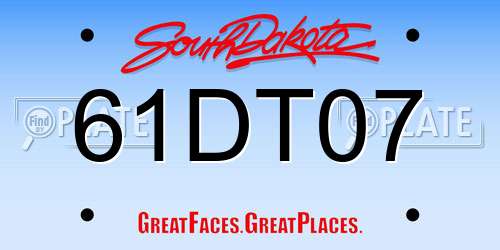 61DT07 South Dakota License Plate
